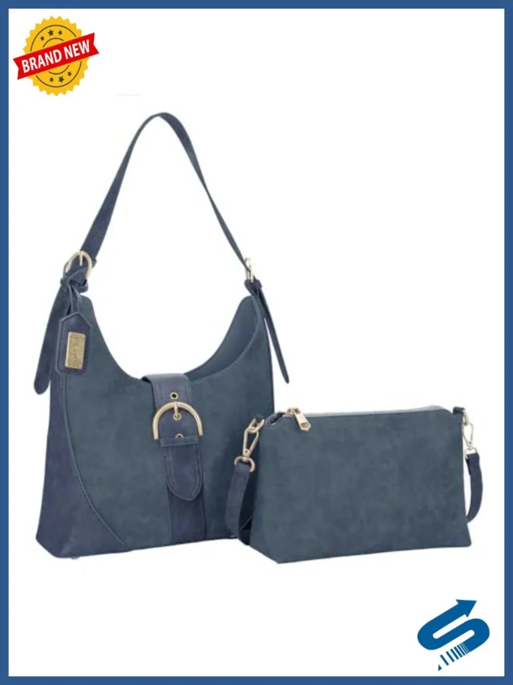 Faux Suede Slouchy Hobo Shoulder Bag with Removable Crossbody Purse